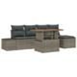 vidaXL Ensemble de Canapés de Jardin de 6 Pièces avec Coussins Gris Rattan Poly