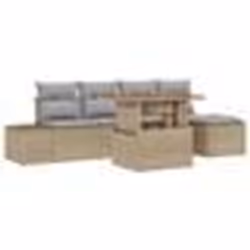 vidaXL Ensemble de Canapé de Jardin 6 Pièces avec Coussins Beige en Poly Rotin