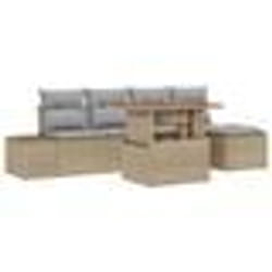 vidaXL Ensemble de Canapé de Jardin 6 Pièces avec Coussins Beige en Poly Rotin