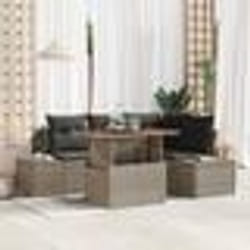 vidaXL Ensemble de canapés de jardin 5 pièces avec coussins gris en polyrotin