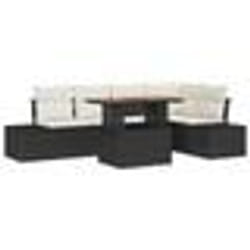 vidaXL Ensemble de sofa de jardin 6 pièces avec coussins Noir Poly rotin
