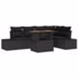 vidaXL Ensemble de Canapés de Jardin 6 pièces avec Coussins Rotin Poly Noir