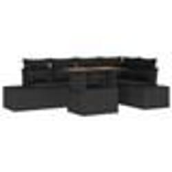 vidaXL Ensemble de Canapés de Jardin 6 pièces avec Coussins Rotin Poly Noir
