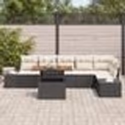 vidaXL Ensemble de canapé de jardin 7 pièces avec coussins Noir Poly Rotin