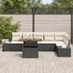 vidaXL Ensemble de canapé de jardin 7 pièces avec coussins Noir Poly Rotin