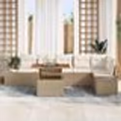 vidaXL Ensemble de canapé de jardin 7 pièces avec coussins beige en rotin synthétique