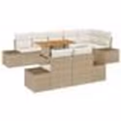 vidaXL Canapé de jardin 9 pièces avec coussins Beige Poly Rotin
