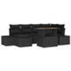 vidaXL Ensemble de Canapé de Jardin 7 Pièces avec Coussins en Poly Rattan Noir