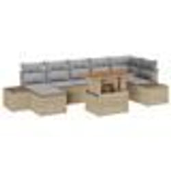 vidaXL Ensemble de Canapés de Jardin 8 Pièces avec Coussins Beige Poly Rattan