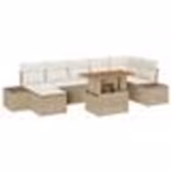 vidaXL Ensemble de Canapés de Jardin 8 Pièces avec Coussins Beige Poly Rotin
