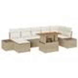 vidaXL Ensemble de Canapés de Jardin 8 Pièces avec Coussins Beige Poly Rotin