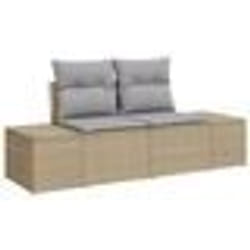 vidaXL Ensemble de canapé de jardin 9 pièces avec coussins Beige Rattan Poly