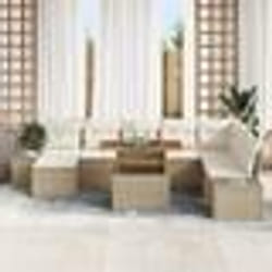 vidaXL Ensemble de canapé de jardin 9 pièces avec coussins Beige Poly Rotin