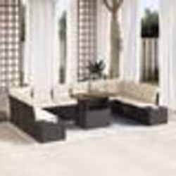 vidaXL Ensemble de Sofa de Jardin 11 Pièces avec Coussins Noir Rattan Poly