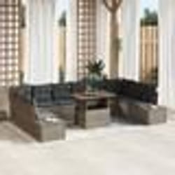 vidaXL Ensemble de canapé de jardin 11 pièces avec coussins gris en rotin poly