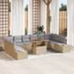 vidaXL Ensemble de Canapés de Jardin 11 pièces avec Coussins Beige Rattan Poly