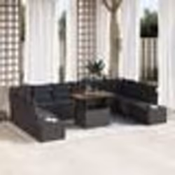 vidaXL Ensemble de Canapés de Jardin 11 pièces avec Coussins Noir Poly Rattan