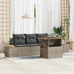 vidaXL Ensemble de canapé de jardin 5 pcs Gris Poly rotin