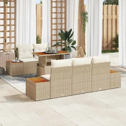 vidaXL Ensemble de canapé de jardin 6 pcs Beige Poly rotin