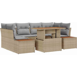 Ensemble De Canapé De Jardin 7 Pcs Beige Poly Rotin Vidaxl