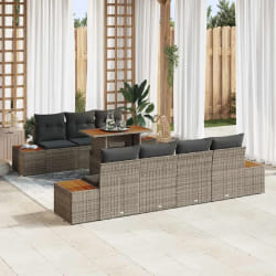 vidaXL Ensemble de canapé de jardin 8 pcs Gris Poly rotin
