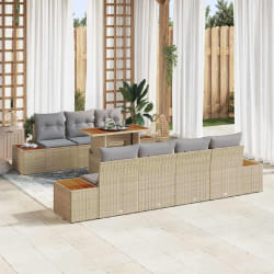 vidaXL Ensemble de canapé de jardin 8 pcs Beige Poly rotin