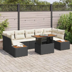 vidaXL Ensemble de canapé de jardin 8 pcs Noir Poly rotin