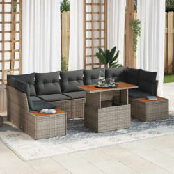 vidaXL Ensemble de canapé de jardin 8 pcs Gris Poly rotin