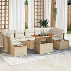 vidaXL Ensemble de canapé de jardin 8 pcs Beige Poly rotin