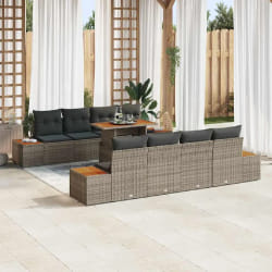 vidaXL Ensemble de canapé de jardin 9 pcs Gris Poly rotin