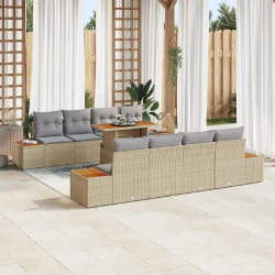 vidaXL Ensemble de canapé de jardin 9 pcs Beige Poly rotin