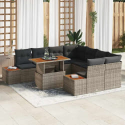 vidaXL Ensemble de canapé de jardin 9 pcs Gris Poly rotin