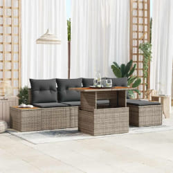 vidaXL Ensemble de canapé de jardin 6 pcs Gris Poly rotin