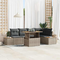 vidaXL Ensemble de canapé de jardin 6 pcs Gris Poly rotin