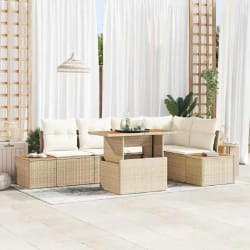 vidaXL Ensemble de canapé de jardin 6 pcs Beige Poly rotin