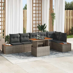 vidaXL Ensemble de canapé de jardin 7 pcs Gris Poly rotin