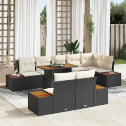 vidaXL Ensemble de canapé de jardin 9 pcs Noir Poly rotin