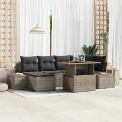vidaXL Ensemble de canapé de jardin 7 pcs Gris Poly rotin