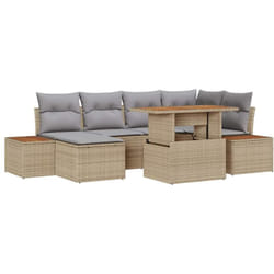 Ensemble de canapé de jardin 7 pcs Beige Poly rotin vidaXL