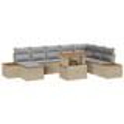 Ensemble de Canapé de Jardin vidaXL 9 pièces avec Coussins Beige en Rattan Poly 3358834