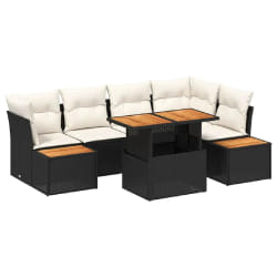 vidaXL Ensemble de canapé de jardin 10 pcs Noir Poly rotin