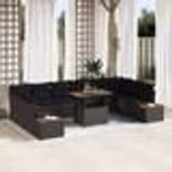Ensemble de Canapé de Jardin de 11 pièces avec Coussins Noir Rattan Poly 3358842