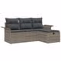 vidaXL Ensemble de canapé de jardin 4 pièces avec coussins gris en poly rotin