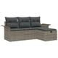 vidaXL Ensemble de canapé de jardin 4 pièces avec coussins gris en poly rotin
