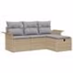 vidaXL Ensemble de canapé de jardin 4 pièces avec coussins Beige Poly Rotin