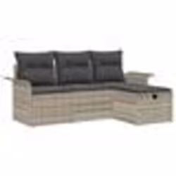 vidaXL Ensemble de canapé de jardin 4 pièces avec coussins en poly rotin gris clair
