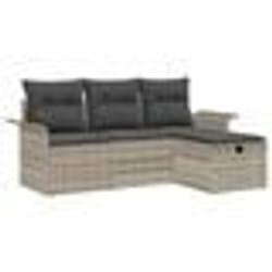 vidaXL Ensemble de canapé de jardin 4 pièces avec coussins en poly rotin gris clair