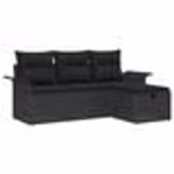 vidaXL Ensemble de canapé de jardin 4 pièces avec coussins noir en poly rotin