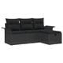 vidaXL Ensemble de canapé de jardin 4 pièces avec coussins noir en poly rotin