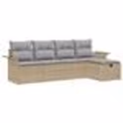 vidaXL Ensemble de canapés de jardin 5 pièces avec coussins Beige Poly Rattan